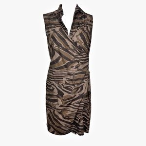WEEKEND MAXMARA SLEEVELESS VNECK SHIFT DRESS IN BROWN SIZE 8
